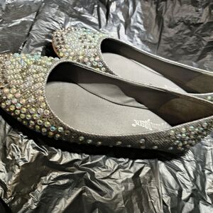 Nature Breeze Beige Flats with Crystal Embellishments